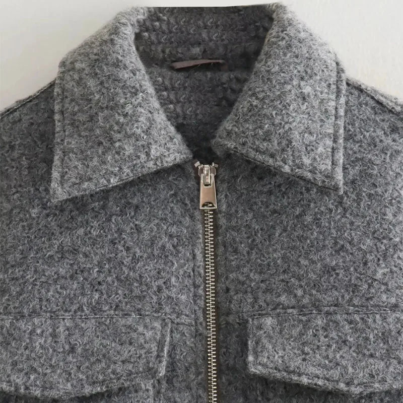 Tweed Cropped Zip Jacket