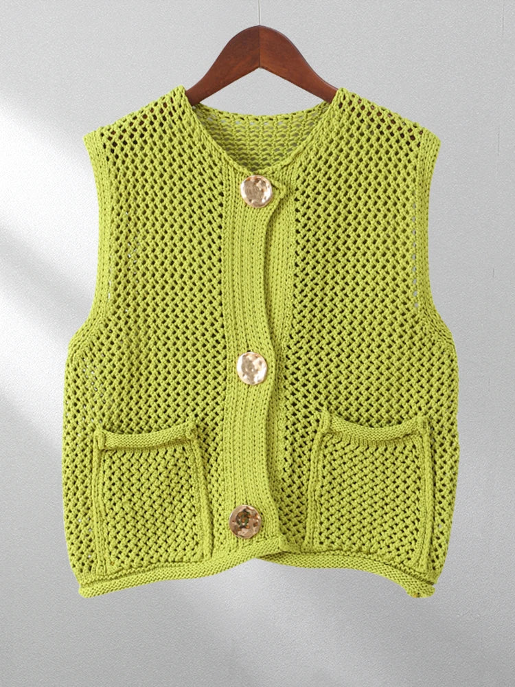 Emerald Knit Buttoned Vest