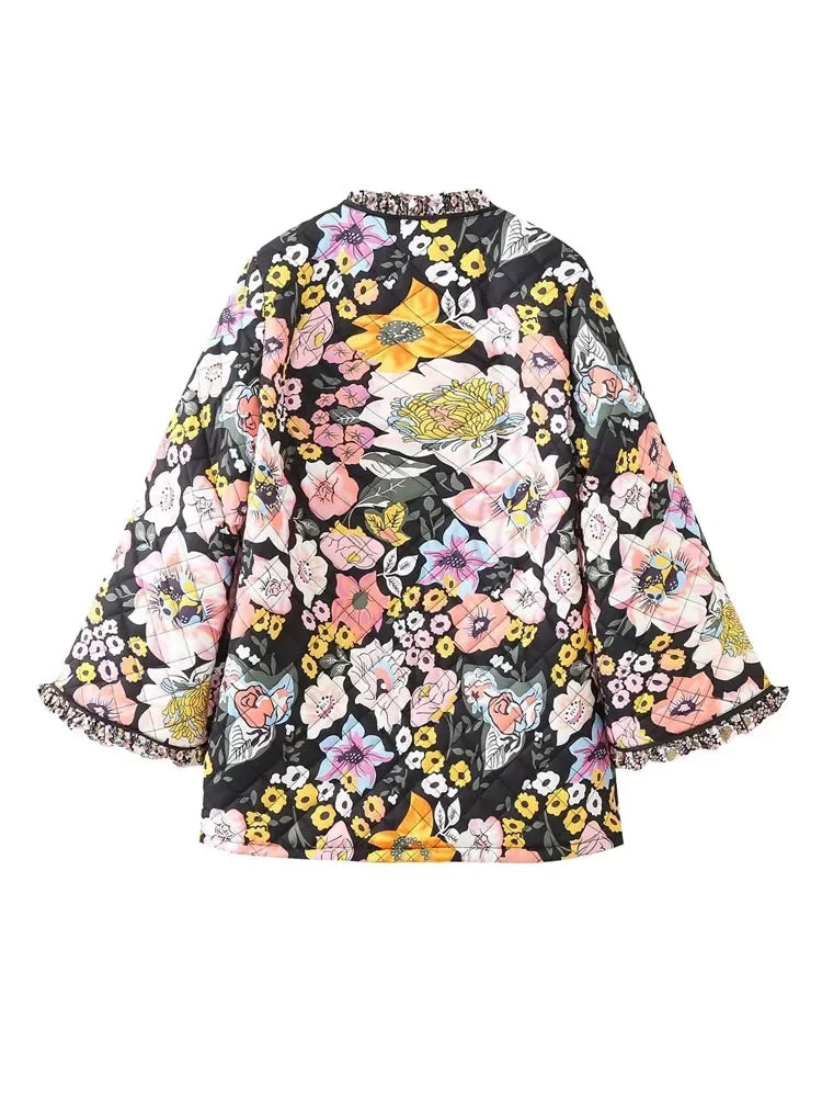 Vintage Floral Quilted Parka