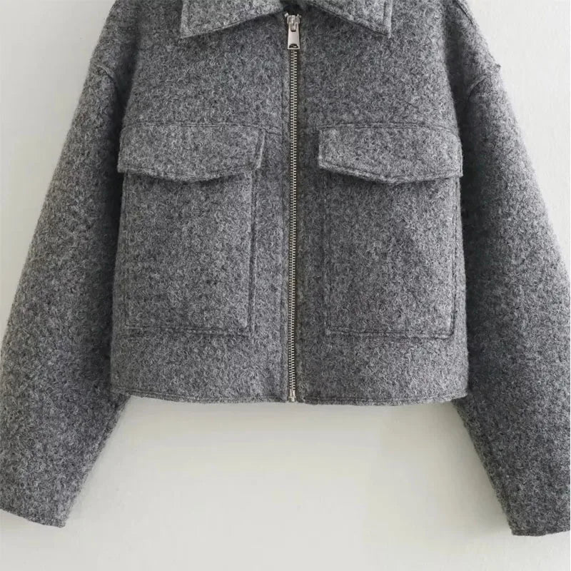 Tweed Cropped Zip Jacket