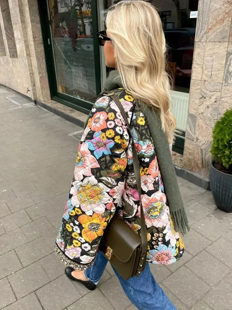 Vintage Floral Quilted Parka