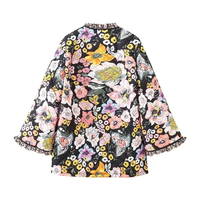 Vintage Floral Quilted Parka