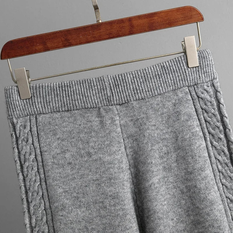 Casual Knit Sweater & High-Waist Pant Set