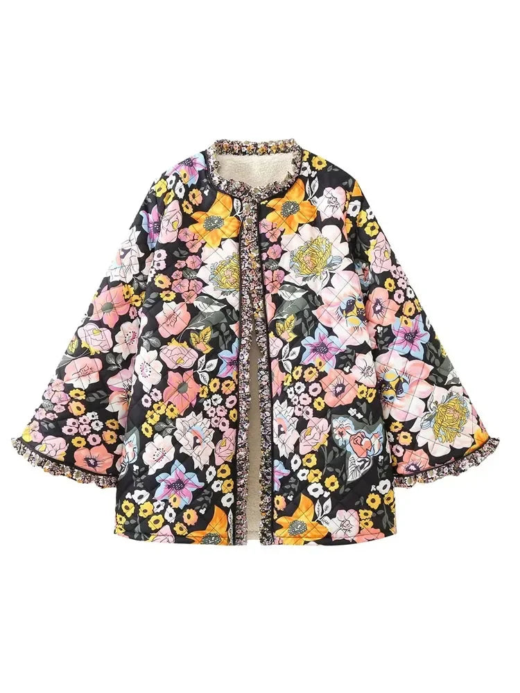 Vintage Floral Quilted Parka